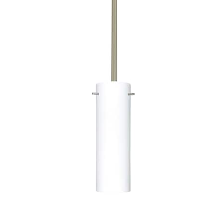Besa Lighting Copa Stem Pendant, Opal Matte, Satin Nickel Finish, 1x40W Candelabra 1TT-493007-SN